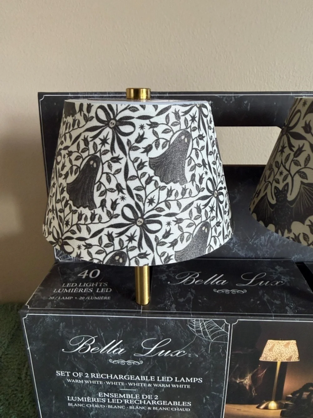 Bella Lux LED Lamps Halloween Ghost 👻 Bat 🦇 Rechargeable Warm White NEW!